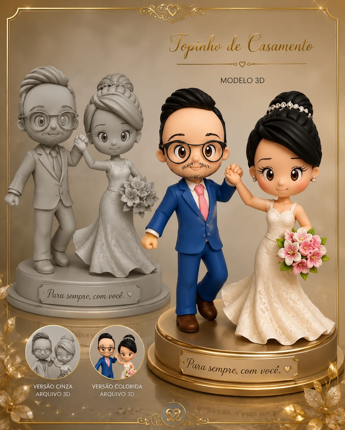 Topo Casamento 3D — Modelo 3