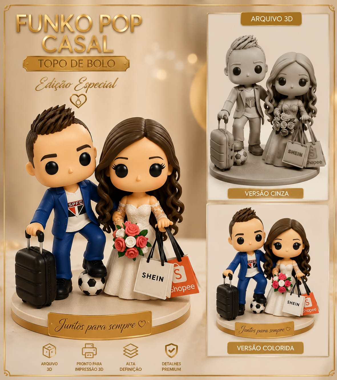 Topo Casamento 3D — Modelo 1